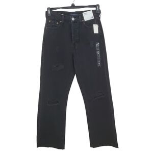 NWT Aeropostale Jeans 90's Baggy Non Stretch Denim Black Distressed Size 2